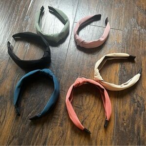 Stylish Women's Headband Set - Black, Pink, Green, Blue, Cream, Coral - knot